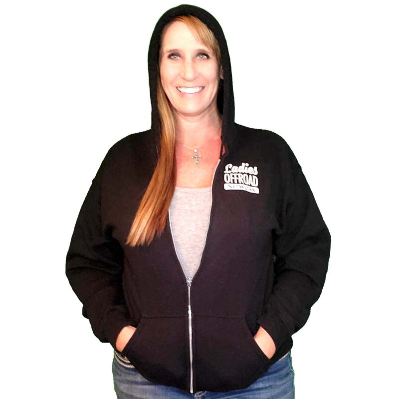 Ladies Offroad Network Black Zip Hoodie