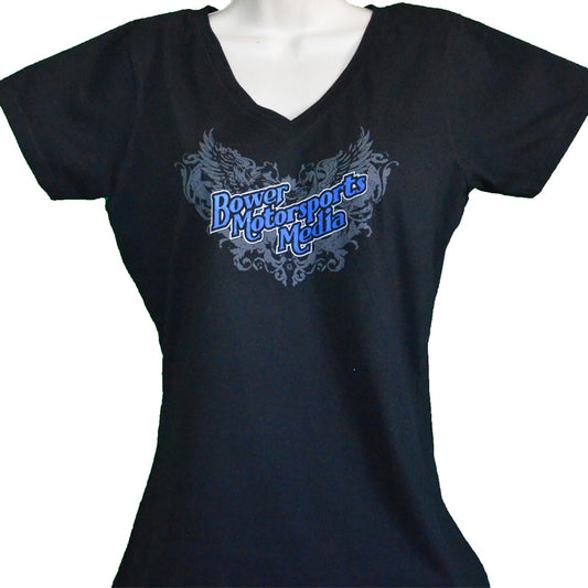 Bower Motorsports Media Girls Vneck Tshirt