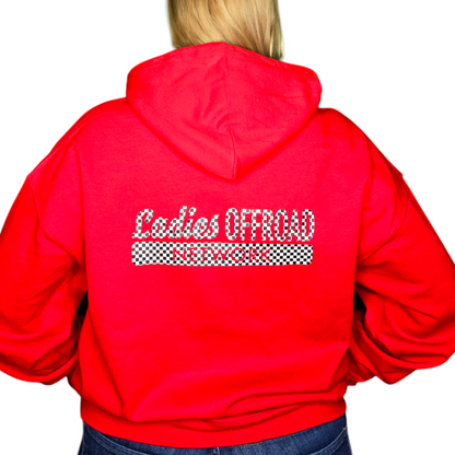 Ladies Offroad Network Checker Flag Red Hoodie